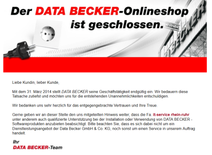 Data Becker geschlossen